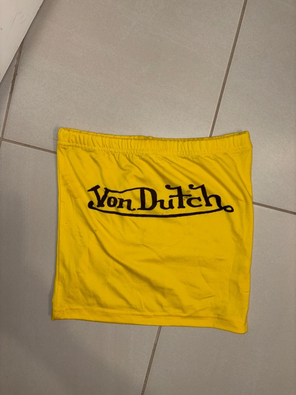 Von Dutch Yellow Tube Top with Black Logo